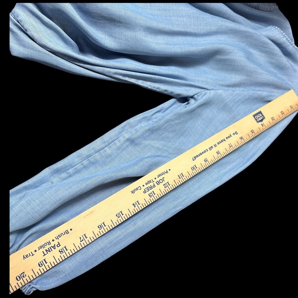 Tommy Bahama Blue Chambray Shirt Dress Coastal Grandma Weekend Size Medium - Picture 13 of 16